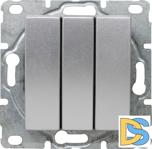 Выключатель трехклавишный без рамки серебристый Vesta-Electric Exclusive Silver Metallic