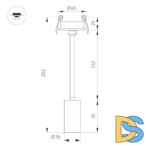 Встраиваемый спот Arlight LGD-PERISCOPE-R35-6W Warm3000 (BK, 24 deg, 230V) 045196