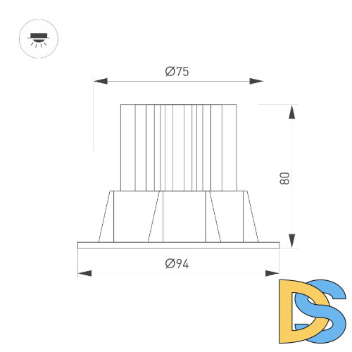 Встраиваемый светильник Arlight MS-ATOLL-BUILT-TURN-R94-10W Warm3000 (WH, 60 deg, 230V) 044603