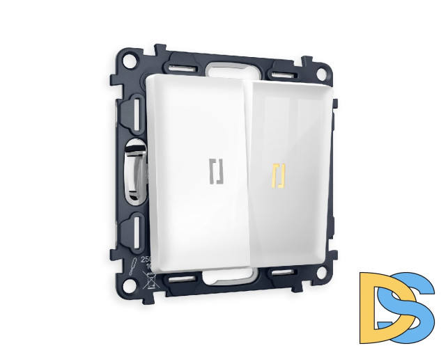 Комплект механизма 2-кл проходного выключателя с подсветкой Ambrella Volt Alfa MA104030