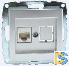 Розетка компьютерная Rj45 Cat6 Mono Electric Despina-Larissa серебро 500-002105-125