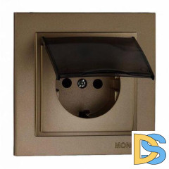 Розетка с заземлением с крышкой Mono Electric Despina 16А 250В бронза 102-232321-118