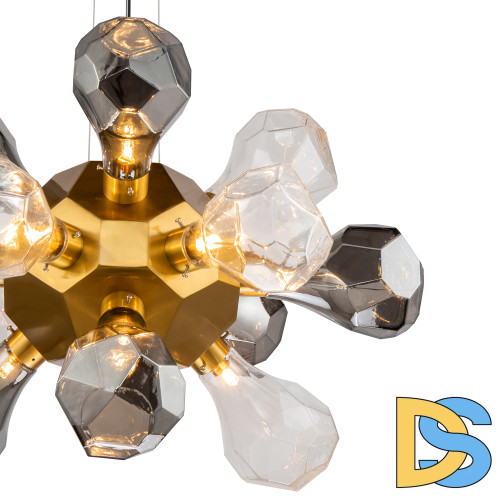 Подвесной светильник Delight Collection KR1197P-12 brass, smoky/clear