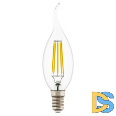 Лампа светодиодная филаментная Lightstar LED Filament Е14 6W 4000K свеча на ветру прозрачная 933604