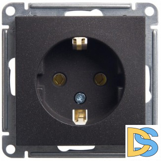 Розетка 1-ая электрическая, с заземлением, Черный бархат, серия Wessen 59, Schneider Electric