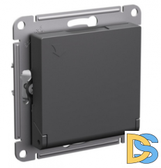 Розетка 1-ая электрическая, с заземлением, крышкой IР20, Базальт, серия Atlas Design, Schneider Electric