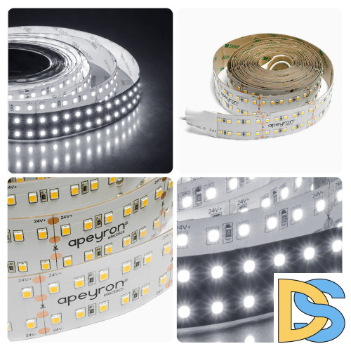 Светодиодная лента Apeyron 24В ПРО 42Вт/м smd2835 240д/м IP20 4200Лм/м 5м 4000К 00-316