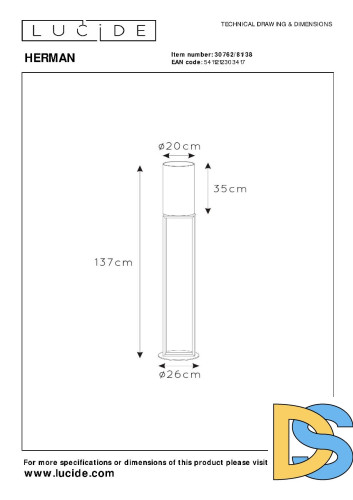 Торшер Lucide Herman 30762/81/38