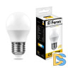 Лампа светодиодная Feron E27 5W 2700K Шар Матовая LB-38 25404