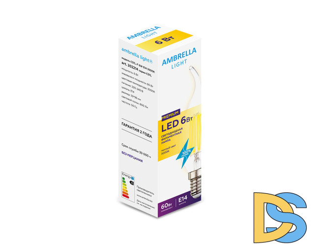 Филаментная cветодиодная лампа Ambrella Light Filament C37L E14 6W 3000K 202214