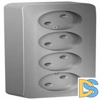 Розетка 4-я б/з без шторок 16А, 250В, изолир пластина Schneider Blanca Алюминий