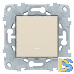 Выключатель 1-клавишный; кнопочный с подсветкой, Бежевый, серия Unica New, Schneider Electric