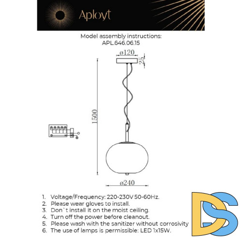 Подвесной светильник Aployt Adeli APL.646.06.15