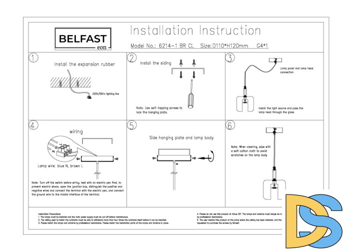 Подвесной светильник Belfast Pansy 6214-1 BR CL