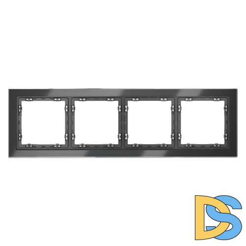 Рамка стеклянная VOLTUM S70 на 4 поста, (графит, стекло)