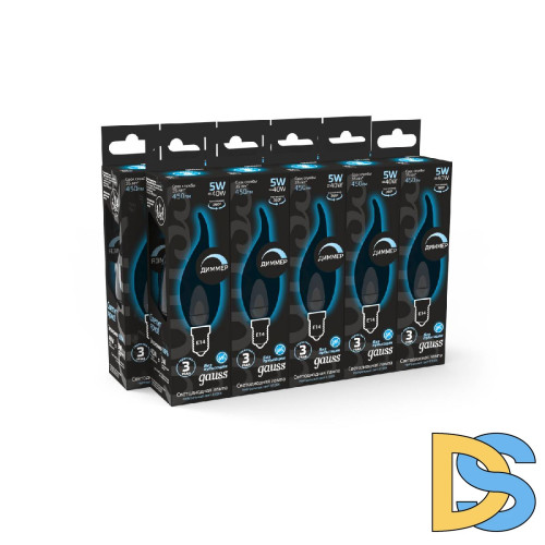 Лампа светодиодная диммируемая Gauss филаментная E14 5W 4100К прозрачная 104801205-D