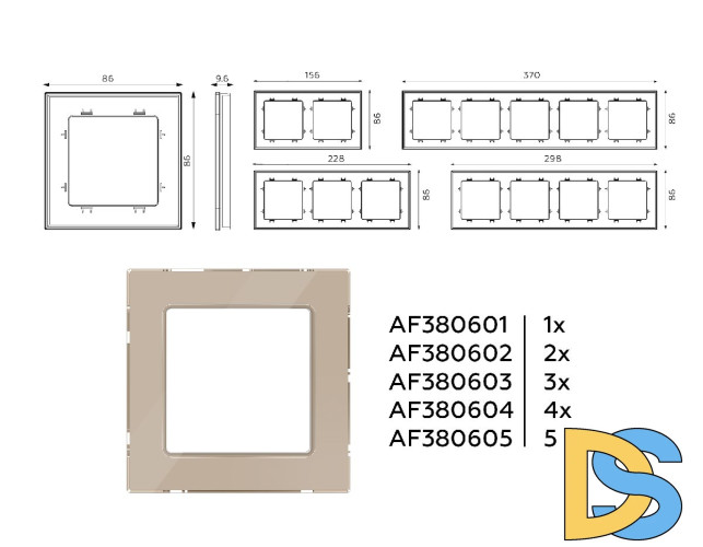 Рамка двухместная Ambrella Volt Platos AF380602