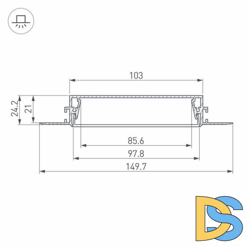 Алюминиевый профиль Arlight SL-Linia97-Fantom-2000 Anod 034987