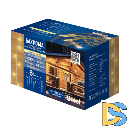 Уличная гирлянда Uniel ULD-B6007-200/STK WARM WHITE IP44 UL-00010889