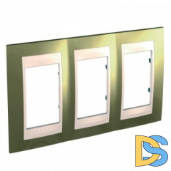 Рамка 3-ая (тройная), Золото/Бежевый (пластик), серия Unica, Schneider Electric