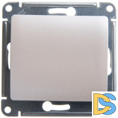 Выключатель 1-клавишный ,проходной (с двух мест), Перламутр, серия Glossa, Schneider Electric