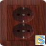 Розетка 2-ая электрическая с заземлением с защитными шторками, Мореный дуб (пластик), серия Wessen 59, Schneider Electric