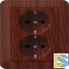 Розетка 2-ая электрическая с заземлением с защитными шторками, Мореный дуб (пластик), серия Wessen 59, Schneider Electric