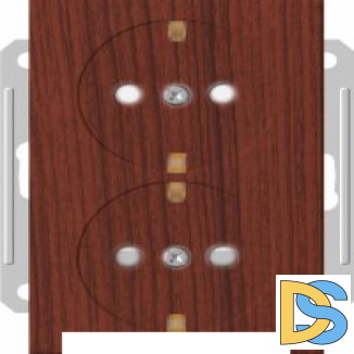 Розетка 2-ая электрическая с заземлением с защитными шторками, Мореный дуб (пластик), серия Wessen 59, Schneider Electric