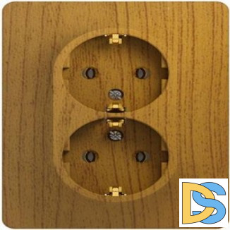 Розетка 2-ая электрическая с заземлением, Дерево Дуб, серия Glossa, Schneider Electric
