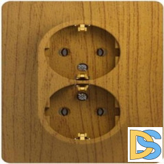 Розетка 2-ая электрическая с заземлением, Дерево Дуб, серия Glossa, Schneider Electric