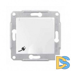 Розетка 1-ая электрическая, с заземлением и крышкой, Белый, серия Sedna, Schneider Electric