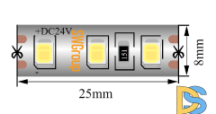 Светодиодная лента SWG SWG2120-24-9.6-WW-65-M 24В 9,6Вт/м 2700-3200K 5м IP65 021281