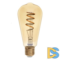 Филаментная светодиодная лампа General GLDEN-ST64SS-7-230-E27-2700 655306