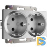 Розетка двойная с заземлением Werkel (серебряный матовый) W1172065