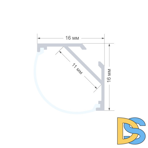 Профиль угловой накладной Apeyron ширина ленты до 10мм (рассеиватель, заглушки - 2шт) 08-04