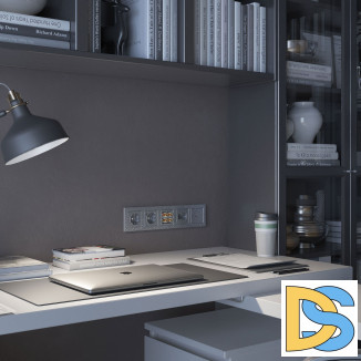 Розетка с заземлением и шторками (серебряный) W1271106