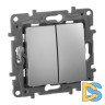 Выключатель двухклавишный Legrand Etika 10A 250V алюминий 672402