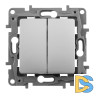 Выключатель двухклавишный Legrand Etika 10A 250V алюминий 672402
