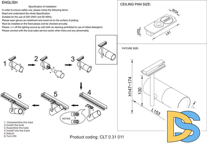 Трековый светильник Crystal Lux CLT 0.31 011 BL