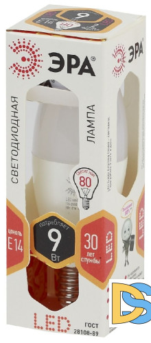 Лампа светодиодная Эра E14 9W 2700K LED B35-9W-827-E14 Б0027969