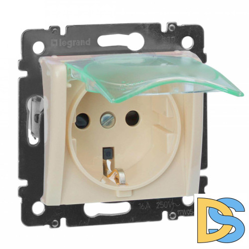 Розетка 2К+З Legrand Valena 16A 250V с/з со шторками крышкой винтовой зажим немецкий стандарт слоновая кость 774120