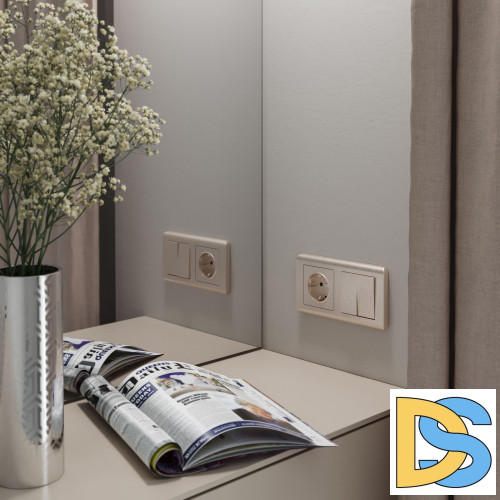 Выключатель двухклавишный Werkel проходной (шампань рифленый) W1122010