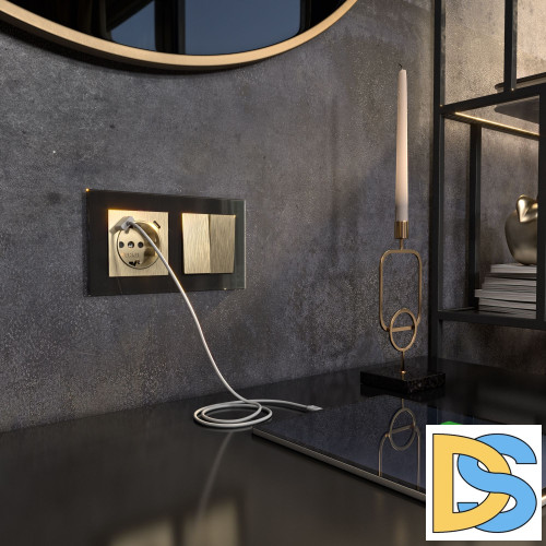 Выключатель двухклавишный Werkel проходной (шампань рифленый) W1122010