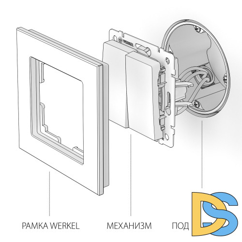 Выключатель двухклавишный Werkel проходной (шампань рифленый) W1122010