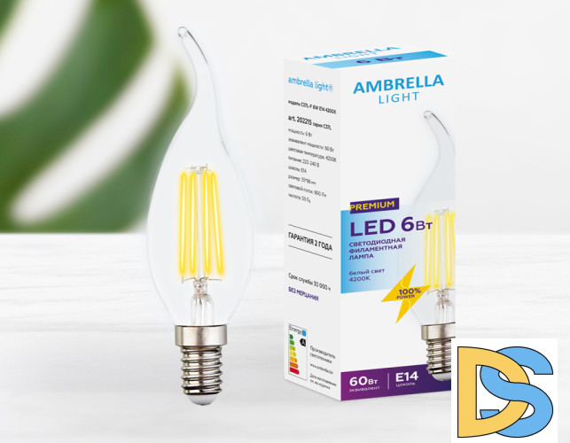 Филаментная cветодиодная лампа Ambrella Light Filament C37L E14 6W 4200K 202215