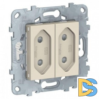 Розетка 2-ая электрическая без заземления, Бежевый, серия Unica New, Schneider Electric