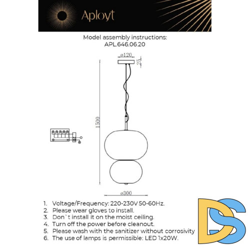 Подвесной светильник Aployt Adeli APL.646.06.20