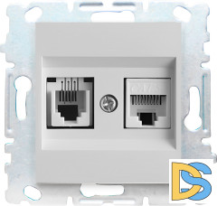 Розетка для сетевого кабеля LAN + Phone без рамки белая Vesta-Electric White