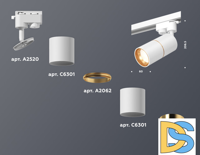 Трековый однофазный светильник Ambrella Light Track System XT6301020 (A2520, C6301, A2062, C6301, N6113)