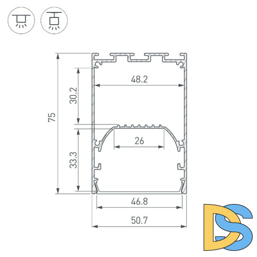 Алюминиевый профиль Arlight LINE-S-5075-3000 ANOD 041846